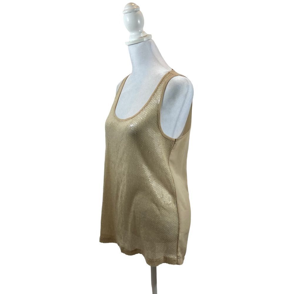 Forever 21 Champagne Colored Sequin Front Sheer‎ Back Tank Top Size Small